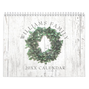 Rustic Laurel Wreath Farmhouse Family Foto 2023 Kalender