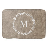 Rustic Laurel Wreath Farmhouse Style Monogramed Badmat (Voorkant)