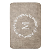 Rustic Laurel Wreath Farmhouse Style Monogramed Badmat (Voorkant Verticaal)