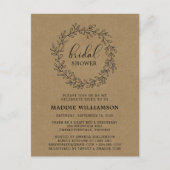 Rustic Laurel Wreath Kraft Invitation Fête des mar (Devant)