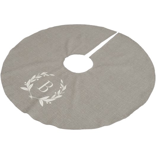 Rustic Laurel Wreath Monogram Boomrok Kerstboom Rok (Gekanteld)