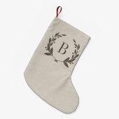 Rustic Laurel Wreath Monogram Kleine Kerstsok (Voorkant (Hangend))