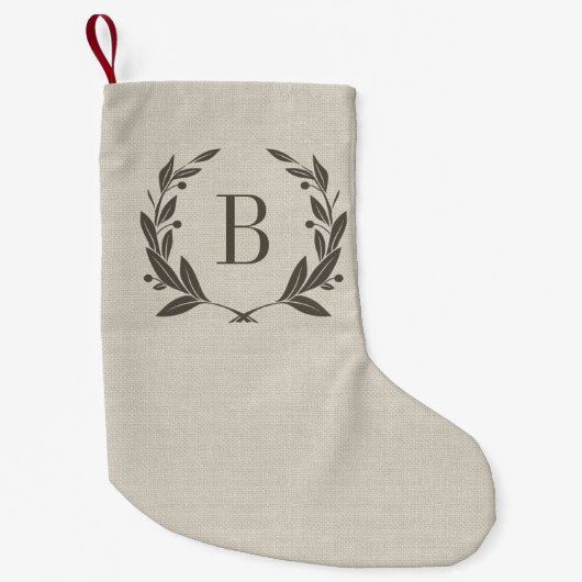 Rustic Laurel Wreath Monogram Kleine Kerstsok (Voorkant)