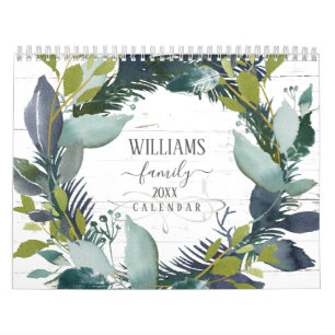 Rustic Laurel Wreath Waterverf Family Foto 2023 Kalender