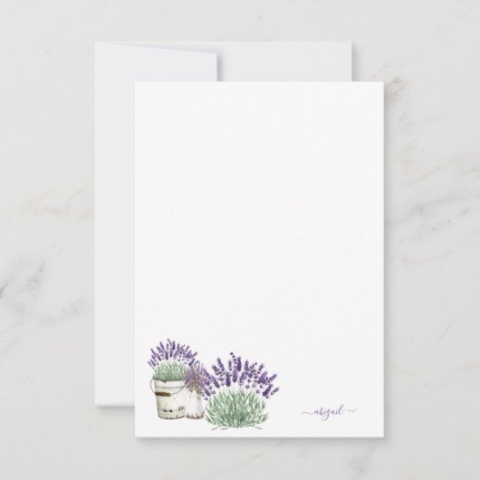Rustic Lavender - Aangepaste naam leeg Bedankkaart (Voorkant)