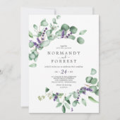Rustic Lavender and Eucalyptus Casual Wedding Kaart (Voorkant)