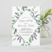 Rustic Lavender and Eucalyptus Engagement Party Kaart (Staand voorkant)