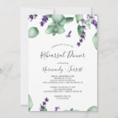 Rustic Lavender and Eucalyptus Rehearsal Dinner Kaart (Voorkant)