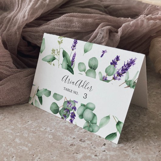 Rustic Lavender and Eucalyptus Wedding Place Cards Kaart