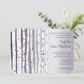 Rustic Lavender Birch Tree Wedding Invitations Kaart (Staand voorkant)