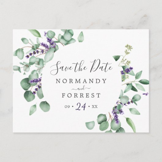 Rustic Lavender Circle Enregistrer la date Carte p (Devant)