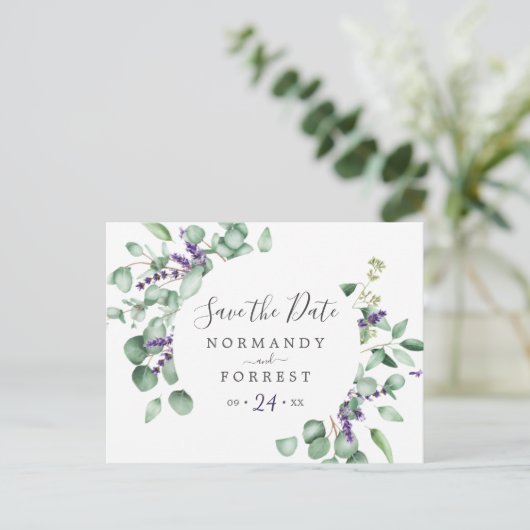 Rustic Lavender Circle Enregistrer la date Carte p (Debout devant)