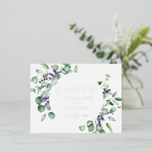 Rustic Lavender Circle   Silver Foil Save the Date Folie Uitnodiging Briefkaart