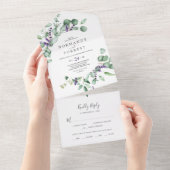 Rustic Lavender en Eucalyptus Wedding All In One Uitnodiging (Afscheurbaar)
