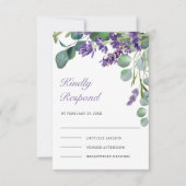 Rustic Lavender en Eucalyptus Wedding RSVP Kaartje (Voorkant)