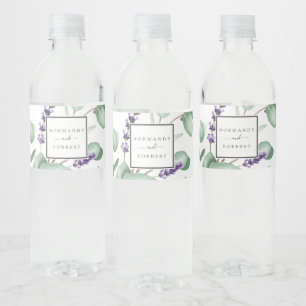 Rustic Lavender en Eucalyptus Wedding Waterfles Etiket