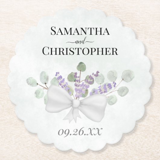 Rustic Lavender & Eucalyptus Bouquet Wedding Kartonnen Onderzetters (Voorkant)