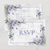 Rustic Lavender Eucalyptus Greenery Wedding RSVP Kaartje (Voorkant / Achterkant)