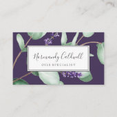 Rustic Lavender & Eucalyptus Paars Visitekaartje (Voorkant)