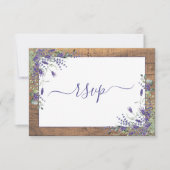 Rustic Lavender Eucalyptus Script Wood RSVP Kaartje (Voorkant)