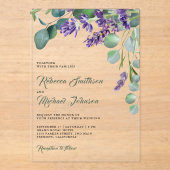 Rustic Lavender Eucalyptus Wedding Acryl Uitnodigingen (Voorkant)