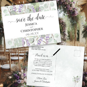 Rustic Lavender & Eucalyptus Wedding Save the Date Aankondigingskaart