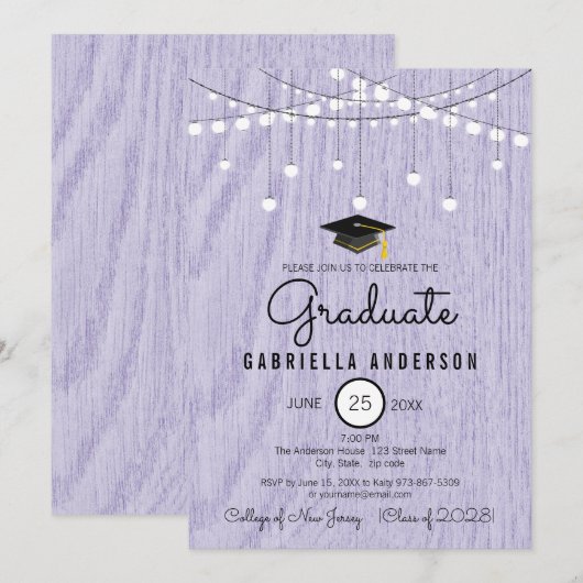 Rustic Lavender Faux Wood, maar eenvoudig Afstuder Kaart (Voorkant / Achterkant)