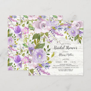 Rustic Lavender Floral Bridal Shower Kaart