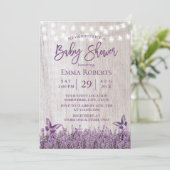 Rustic Lavender Floral Butterfly Baby shower Kaart (Staand voorkant)