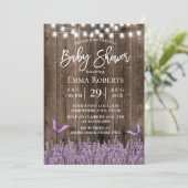 Rustic Lavender Floral Dark Baby shower Kaart (Staand voorkant)