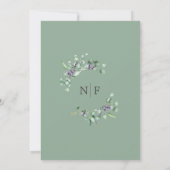 Rustic Lavender Floral Lijst Monogram Rundbruiloft Kaart (Achterkant)