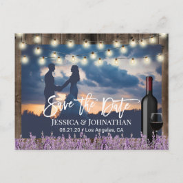 Rustic Lavender Floral Wedding Photo Save the Date Aankondigingskaart