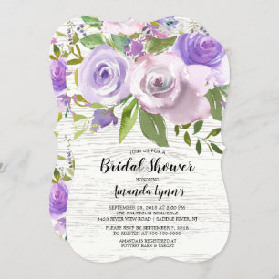 Rustic Lavender Flowers Bridal Shower Uitnodiging