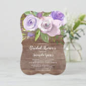 Rustic Lavender Flowers Bridal Shower Uitnodiging (Staand voorkant)