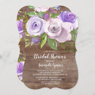 Rustic Lavender Flowers Bridal Shower Uitnodiging