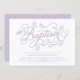 Rustic Lavender Foliage Lettering Baptisme Kaart