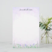 Rustic Lavender Greenery Spring Waterverf Briefpapier (Staand voorkant)