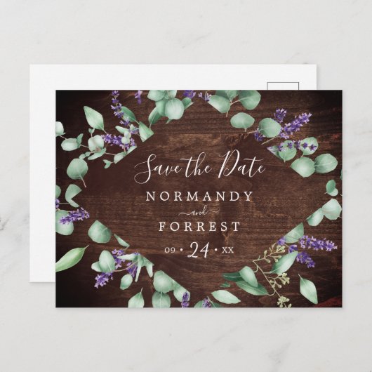 Rustic Lavender | Houden Opslaan Briefkaart Datum (Voorkant / Achterkant)