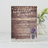 Rustic Lavender Jar Baby's Breath Rehearsal Dinner Kaart (Staand voorkant)