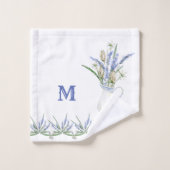 Rustic Lavender Jug Floral Waterverf Bad Handdoek (Wasdoekje)
