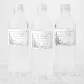 Rustic Lavender Marble Floral Wedding Waterfles Etiket (Flessen)