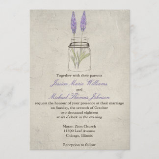 Rustic Lavender Mason Jar | Weddenschap Kaart