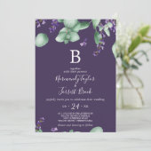 Rustic Lavender | Paarse monogram bruiloft Kaart (Staand voorkant)