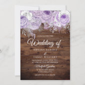 Rustic Lavender Paarse Sparkle Floral Wedding Kaart (Voorkant)