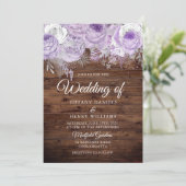 Rustic Lavender Paarse Sparkle Floral Wedding Kaart (Staand voorkant)