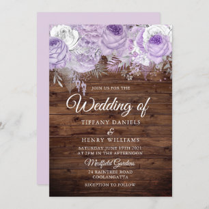 Rustic Lavender Paarse Sparkle Floral Wedding Kaart