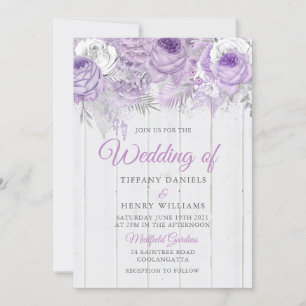 Rustic Lavender Purple Flowers Wedding Invite Kaart