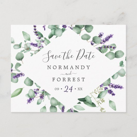 Rustic Lavender sparen het Briefkaart van de Datum (Voorkant)