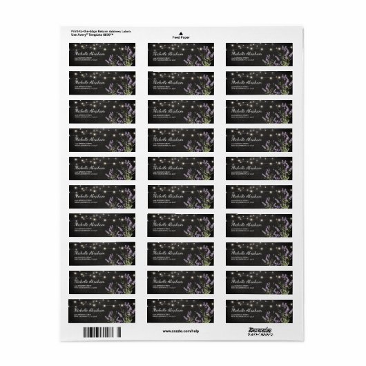 Rustic Lavender String Twinkle Lights Etiket (Full Sheet)