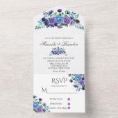 Rustic Lavender Waterverf Floral Wedding All In One Uitnodiging (Binnen)